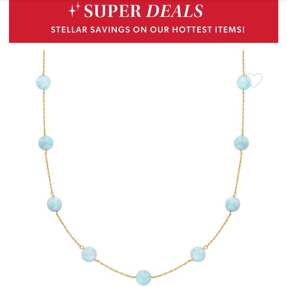 Ross Simon’s style necklace; aquamarine and gold plated necklace. - Picture 2 of 4